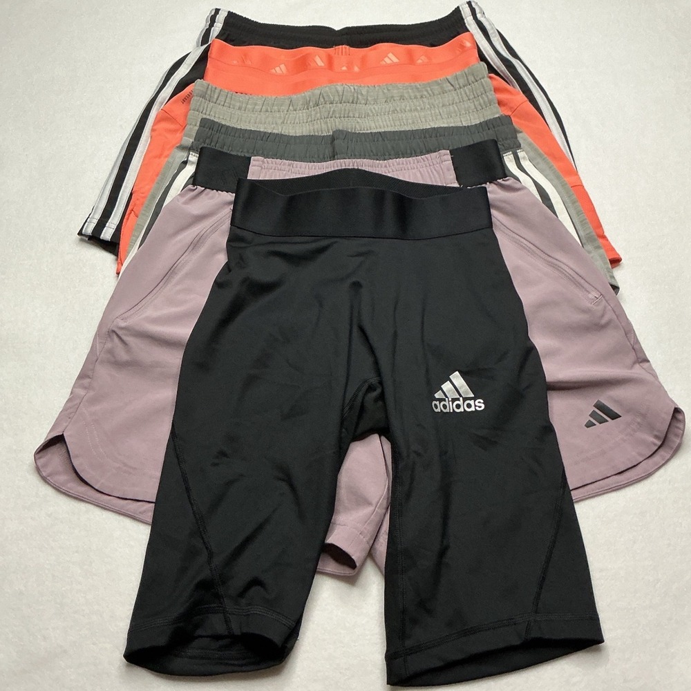 Adidas Womens Activewear Shorts 6pc Bundle Small Black Mauve Grey Orange